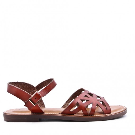 Flat sandals in faux leather for women