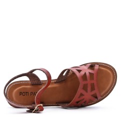 Flat sandals in faux leather for women