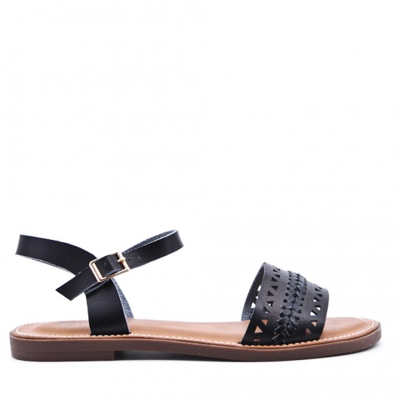 Flat sandals in faux leather for women