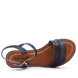 Flat sandals in faux leather for women