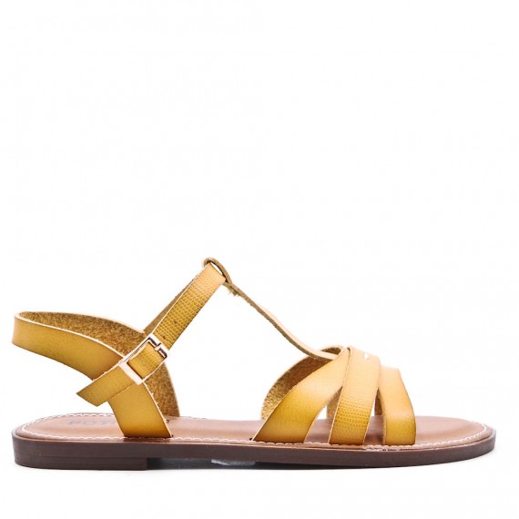 Flat sandals in faux leather for women