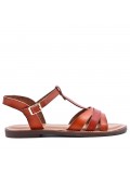 Flat sandals in faux leather for women