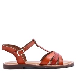 Flat sandals in faux leather for women