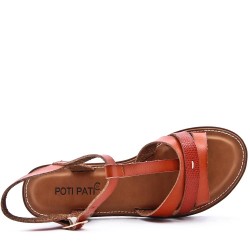 Flat sandals in faux leather for women