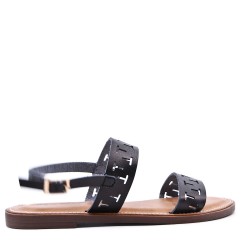 Flat sandals in faux leather for women