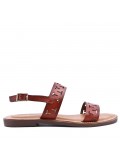 Flat sandals in faux leather for women