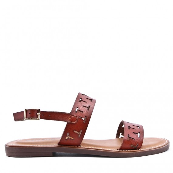 Flat sandals in faux leather for women