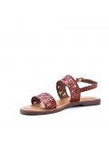 Flat sandals in faux leather for women