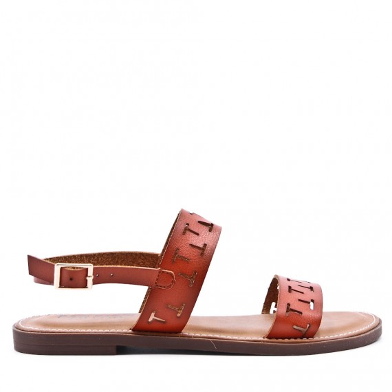 Flat sandals in faux leather for women