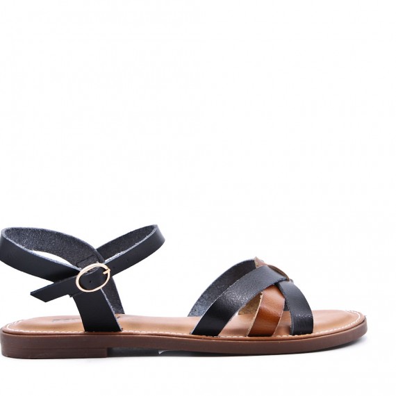 Flat sandals in faux leather for women