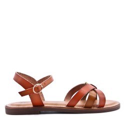 Flat sandals in faux leather for women