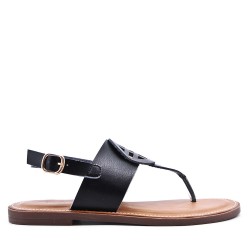 Flat sandals in faux leather for women