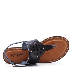 Flat sandals in faux leather for women