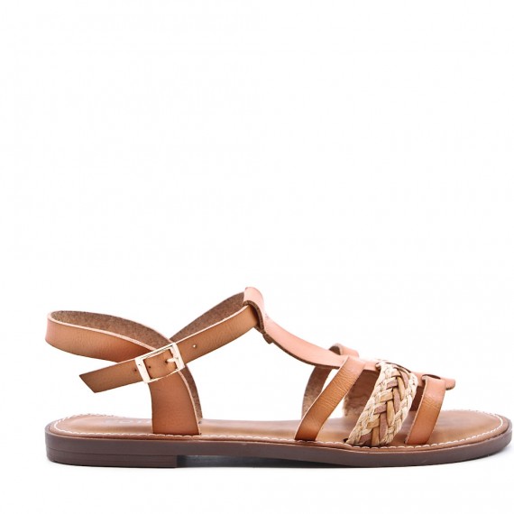 Flat sandals in faux leather for women