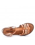 Flat sandals in faux leather for women