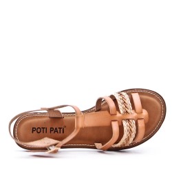 Flat sandals in faux leather for women