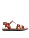 Flat sandals in faux leather for women