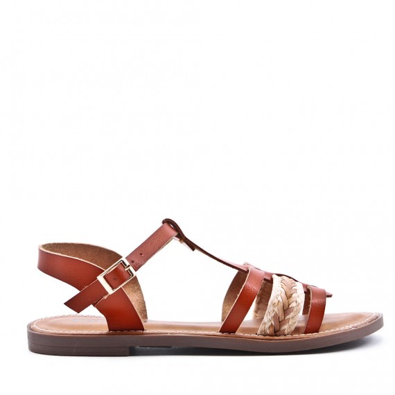 Flat sandals in faux leather for women