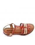 Flat sandals in faux leather for women