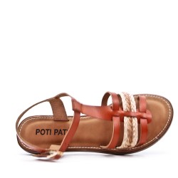 Flat sandals in faux leather for women