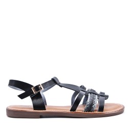 Flat sandals in faux leather for women