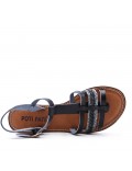 Flat sandals in faux leather for women