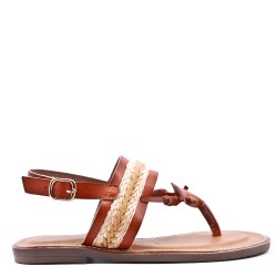 Flat sandals in faux leather for women