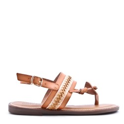 Flat sandals in faux leather for women