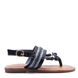 Flat sandals in faux leather for women