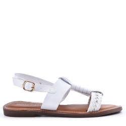 Flat sandals in faux leather for women