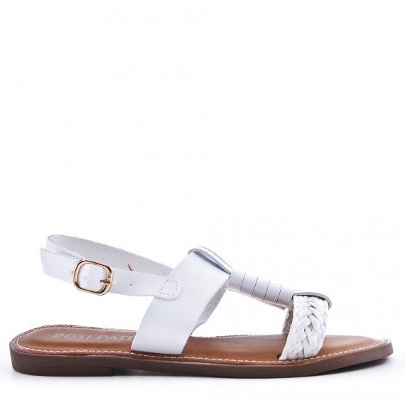 Flat sandals in faux leather for women