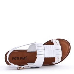 Flat sandals in faux leather for women