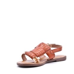 Flat sandals in faux leather for women