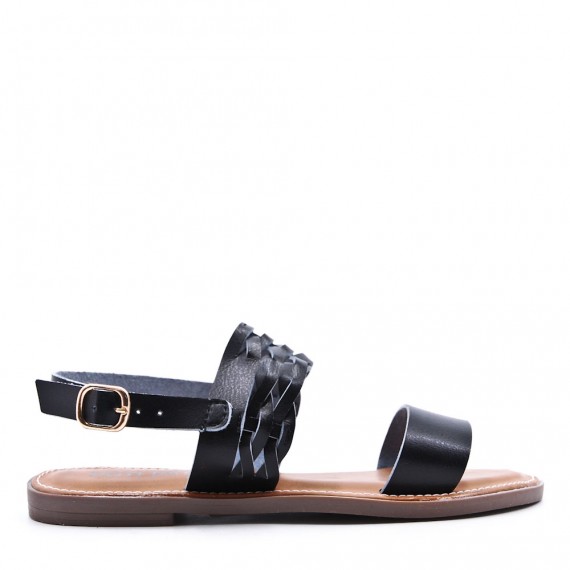 Flat sandals in faux leather for women