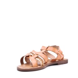 Flat sandals in faux leather for women