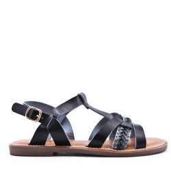 Flat sandals in faux leather for women