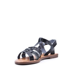 Flat sandals in faux leather for women