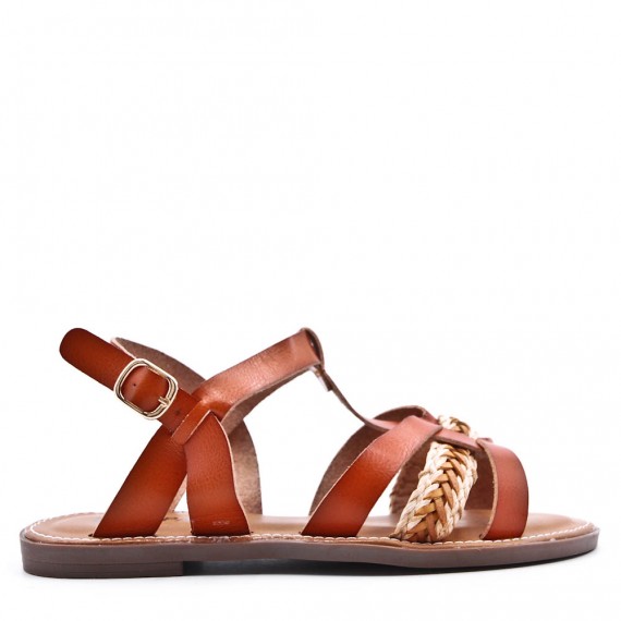 Flat sandals in faux leather for women