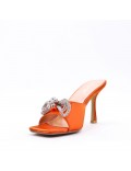 Heeled sandal in a material mix for women