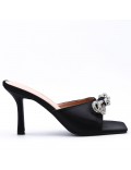 Heeled sandal in a material mix for women