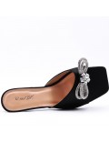 Heeled sandal in a material mix for women