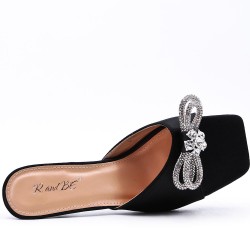 Heeled sandal in a material mix for women