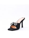 Heeled sandal in a material mix for women