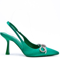 Heeled sandal in a material mix for women