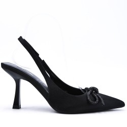 Heeled sandal in a material mix for women