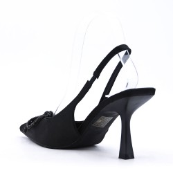 Heeled sandal in a material mix for women