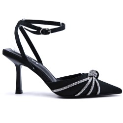 Heeled sandal in a material mix for women