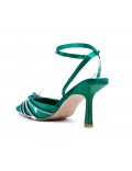 Heeled sandal in a material mix for women
