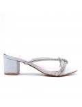 Faux leather mid-heel sandal