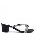 Faux leather mid-heel sandal